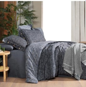 Resim Glamis King Size Battal Boy %100 Pamuk Flanel Pazen Nevresim Takımı Gri Gri 