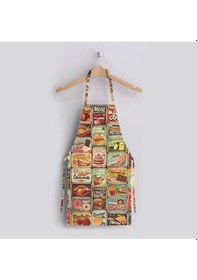 Resim Junk Food Tasarımlı Mutfak Önlüğü Keten Kumaş, Uluslararası Yıkama Ve Solmama Sertifikası Çok Renkli 