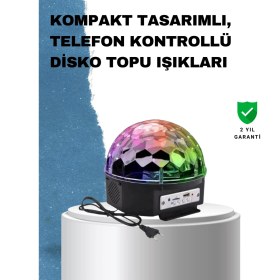Resim Taşınabilir Rgb Disko Topu Bluetooth ve Uzaktan Kumanda Özellikli 