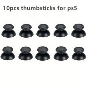 Resim 10 adet Siyah Parmak İzi Değiştirme için PS5 Kontrol Cihazı Analog Joystick Seti. 