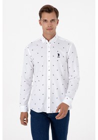 Resim U.S. Polo Assn. Erkek Beyaz Uzun Kollu Desenli Gömlek 50316561-VR013 