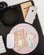 Resim WuW Kedi Desenli Yuvarlak Kaymaz Taban Mouse Pad 