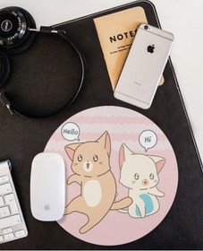 Resim WuW Kedi Desenli Yuvarlak Kaymaz Taban Mouse Pad 