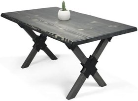 Resim Doğal Ağaç Masif Kütük Masa Yemek Masası (Ağaç Ayak) 75cm x 165cm 