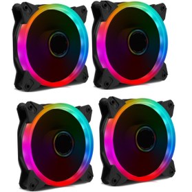 Resim GAMETECH 8r Plus 4x120mm 12cm Rainbow Ledli Sessiz Kasa Fanı (4'lü Set) 