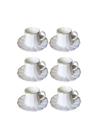 Resim Porselen Kahve Fincanı 6 Kişilik 3378 Yaldızlı Beyaz 