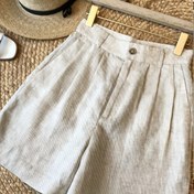 Resim Kadınların Vintage Esintili Yüksek Bel Keten Şortları - Hafif Nefes Alabilen Yazlık Rahat Pantolonlar, Cebi, Elastik Bel Bandı, Düz Renk, Rahat Giyim İçin Çok Yönlü, Yüksek Bel Şortlar 