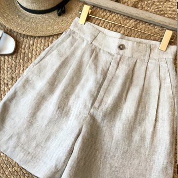 Viskon Keten Geniş Paça Kadın Şortları, Dar Kesim Yüksek Bel Sanatsal Günlük Pantolonlar, Çok Yönlü Retro Rahat Diz Boyu