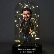 Resim Siyah Gömlekli Adam Karikatürlü Işıklı Fanus Biblo 