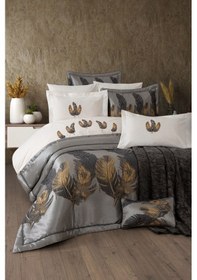 Resim 11 Parça Battaniyeli Çeyiz Seti - Tafta Yatak Örtüsü & Nevresimli Çeyiz Takımı-peludo-gri Grı Gri 