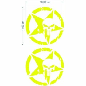 Resim Genel Markalar Army Yıldız Kuru Kafa 13 X 13 cm Flo Sarı Sticker 2 Li 