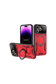 Resim artlab Art İphone 16 Pro Max Kılıf Joy Lens Standlı Kapak - Kırmızı Lab 