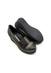 Resim Erkan Saçmacı Anya Haki Hakiki Deri Dolgu Topuklu Günlük Ayakkabı 