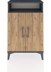 Resim Arges Komodin 3 Raflı 2 Kapaklı 60x30x96 Antrasit-çam Antrasit 