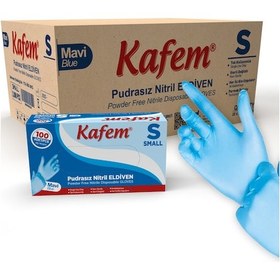 Resim Kafem Mavi Nitril Eldiven Pudrasız (S) 100 Lü X 20 Paket (Koli) 