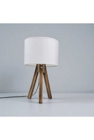 Resim YULAMP HOME CONCEPT TRİPOD AHŞAP BEYAZ BAŞLIKLI ABAJUR 