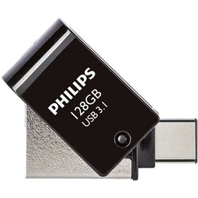 Resim Flash Bellek 128 Gb Mini Usb Ve Type-c 3.1 Philips Gece Siyahı 