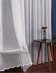 Resim Çizgili Sık Pileli 1X3 Tül Perde, 380 x 270 