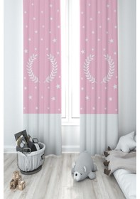 Resim Mekta Home Bebek Ve Çocuk Odası Çelenk Ve Yıldız Desenli Çerçeveli 2 Kanat Fon Perde 