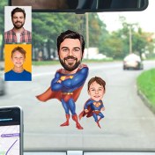 Resim Kişiye Özel Süpermen Baba Oğul Araba Dikiz Ayna Süsü 