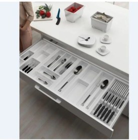 Resim Mutfak, Modüler Bıçaklıklı Kaşıklık Seti, Beyaz, 114 x 48 cm (Enden-Boydan 3,5 cm Kesilebilir) 