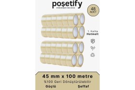 Resim 45MM x 100 Metre Koli Bandı | 48 Adet | Güçlü Yapışkanlı Şeffaf Paketleme Bandı 
