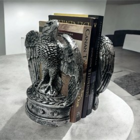 Resim Dekoratif Polyester Ikili Kartal Kitap Tutacağı Gümüş-siyah-eskitme 