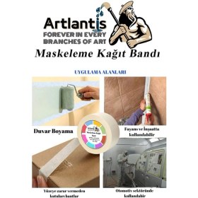 Resim Artlantis Maskeleme Bandı Kağıt Bant 9 mm 25 Metre 1 Adet Boya Bantı Maskeleme Kağıt Bant Duvar Yağlı Boya Badana 