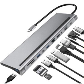 Resim TahTicMer Usb-c Hdtv 12 In 1 Çok Fonksiyonlu Adaptör Type-c 4k Hdmı Rj45 Ethernet Bağlantı Vga 3 