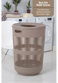 Resim İronika Solara İkili Dekoratif Kirli Çamaşır Sepeti Seti Oyuncak Sepeti 60 - 22 Litre Kahve Kahve 