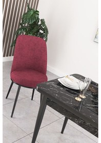 Resim Canisa Concept Nil Serisi 70x110 Sabit Mutfak Masası Takımı Siyah Mermer Desen Masa 2 Bordo Sandalye Masa Siyah Sandalyeler Bordo 