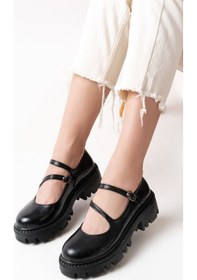 Resim 868-756 Siyah Rugan Günlük Yüksek Tabanlı Loafer Ayakkabı Beyaz 