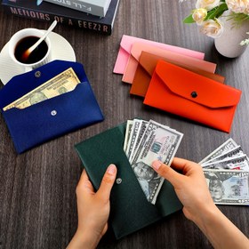 Resim PU Deri Nakit Zarf Cüzdanı, Para Dağıtımı için Yeniden Kullanılabilir Nakit Zarf Cüzdanı, Minimalist Düz Renk Uzun Cüzdan, Moda Rahat Cüzdan, PU Deri Çok Fonksiyonlu Kart Tutucu, Kart Kılıfı Zarf Kart Tutucu, Erkekler ve Kadınlar için Uygun 