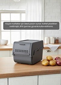 Resim Jet's Home 2'li Mini Boy Patates Soğan Sepeti BPA Free Sebzelik Organizer Kutu Motek Antrasit 8 L 