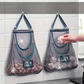 Resim Çok Cepli Askılı Fileli Depolama Çantaları - Mutfak için Çok Yönlü Duvar Organizatörü - Meyveler, Sebzeler, Zencefil ve Sarımsak için | Dayanıklı Polyester, Makinede Yıkanabilir | Temel Ev Aksesuarı, Mutfak Düzenleyicileri ve Depolama 