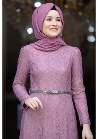 Resim Amine Hüma Hayal Abiye Elbise Lila 