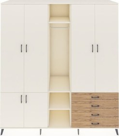 Resim Kronos Dolap 14 Raflı 4 Çekmeceli Tek Askılı 220x59x243 Aytaşı-aytaşı/çam Aytası/atlas Çam 