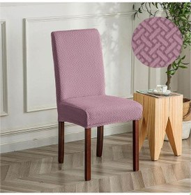 Resim Tuğla Desen Sandalye Kılıfı Yıkanabilir Likralı Esnek Lastikli Sandalye Örtü Pembe Pudra 