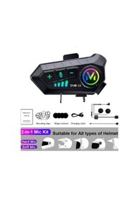Resim Y10 2x Motosiklet Kask İntercom Çift Eşleşme Rgb Işıklı Bluetooth Kulaklık 5,3 