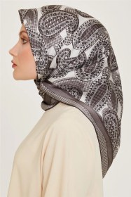Resim Armine Etnik Desenli Twill Saf İpek Eşarp 9208d 10 Beyaz 