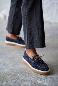 Resim PELİN'İN AYAKKABILARI BARELLA LACİVERT SÜET MAKOSEN 