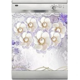 Resim Makinesi Sticker Kaplama Beyaz Eşya Kaplama 3D Beyaz-Çiçek 