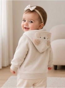 Resim NiLi Kız Bebek Peluş Tilki Detaylı Fermuarlı Hırka 