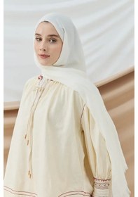Resim Modakaşmir Aminenesil Aya Şal Kemik Renk Beyaz 