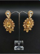 Resim Türkay Aksesuar Sarı Kristal Taşlı Kına Düğün Gelin Küpesi – Bijuteri Küpe 