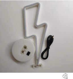 Resim Ema Dükkan Şimşek Neon Led Işıklı Usb'li Gece Lambası Pilli Neon Led Işıklı Masa Lambası Dekoratif Aydınlatma 