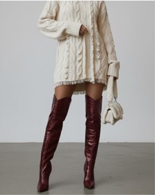 Resim Felisya Butik Timsah Desenli Kasık Boyu Çizme- FelisyaButik 