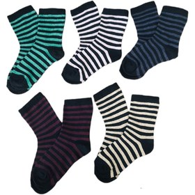 Resim SOCKSHION Pamuklu Çember Desenli Çocuk Soket Çorap 5 Çift 
