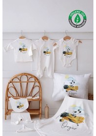 Resim Lilabio %100 Organik Isme Özel Isimli 10lu Hastane Çıkışı Panda Ekru 