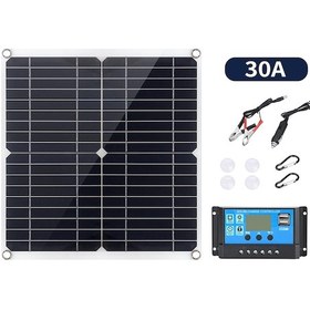 Resim Yaozixa Tek Kristal Güneş Paneli 18v 12-15w + 30a 300w Kontrolör, Usb Ve Dc5521 Arayüzü İle Cep Telefonu, Araç Aküsü Şarjı 
